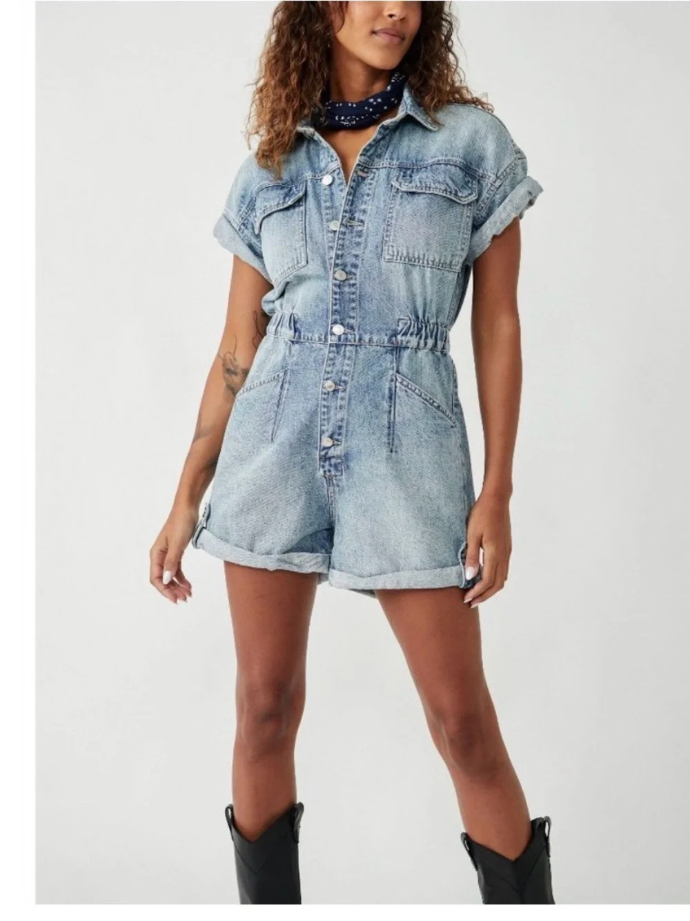 FREE‎ PEOPLE Marci Cuffed Shortalls / Marrakesh small B05